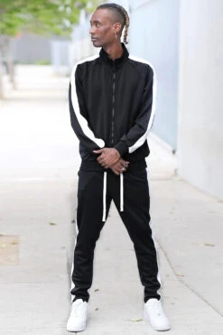 Essential Side Stripe Track Suit -Victorious ST868 BLK 2