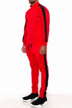 Essential Side Stripe Track Suit -Victorious ST868 RED 2