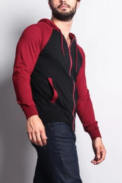 Men's Raglan Light Weight Zip Down Hoodie -Victorious TH864 BBU 4