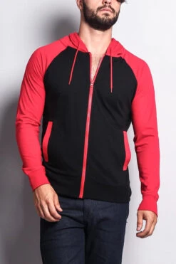 Men's Raglan Light Weight Zip Down Hoodie -Victorious TH864 BRD 1