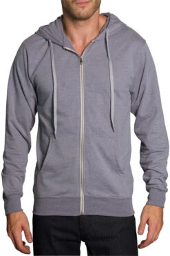 Men's French Terry Zip Down Hoodie -Victorious TH891 GRY 2XL 2
