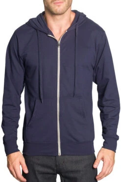 Men's French Terry Zip Down Hoodie -Victorious TH891 NVY 2XL 2