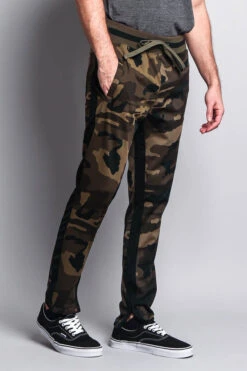Men's Slim Fit Dual Stripe Track Pants -Victorious TR513 CAM 4