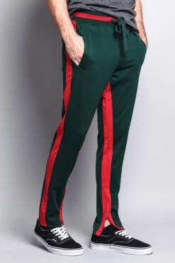 Men's Slim Fit Dual Stripe Track Pants -Victorious TR513 GRN 4