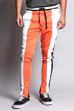 Slim Fit Contrasting Track Pants -Victorious TR524 ORW 1