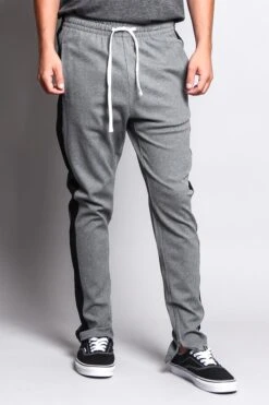Premium Stretch Slim Fit Striped Track Pants -Victorious TR526 GBK 1