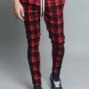 Plaid Track Pants -Victorious TR537 RED 1