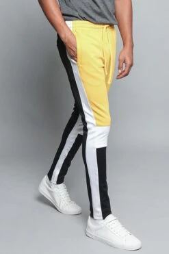 Tri Colored Color Blocked Track Pants -Victorious TR540 GLD 4