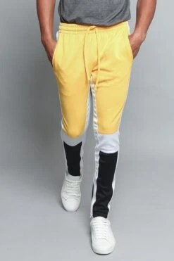 Tri Colored Color Blocked Track Pants -Victorious TR540 GLD 5