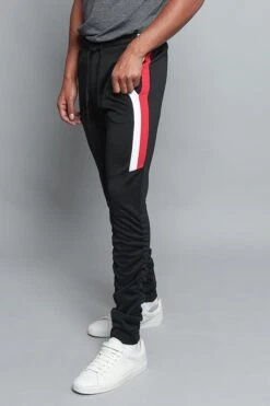 Scrunched Bungee Double Striped Track Pants -Victorious TR546 BLK 2