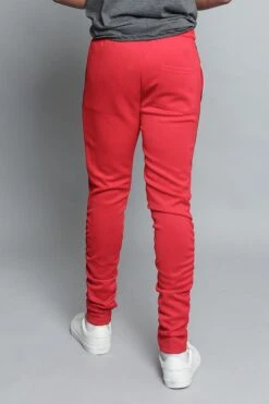 Scrunched Bungee Double Striped Track Pants -Victorious TR546 RED 3