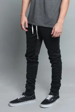 Scrunched Skinny Fit Track Pants -Victorious TR547 BLK 2