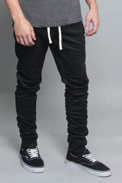 Scrunched Skinny Fit Track Pants -Victorious TR547 BLK 4