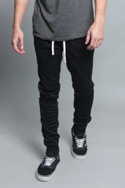 Scrunched Skinny Fit Track Pants -Victorious TR547 BLK 5