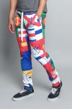 Sailing Flag Track Pants -Victorious TR572 WHT 2