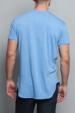 Solid Color Long Length Curved Hem T-Shirt -Victorious TS270 CBL 3