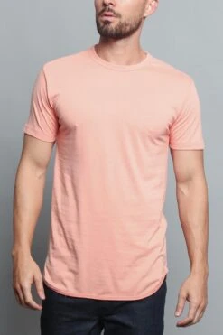 Solid Color Long Length Curved Hem T-Shirt -Victorious TS270 CRL 1