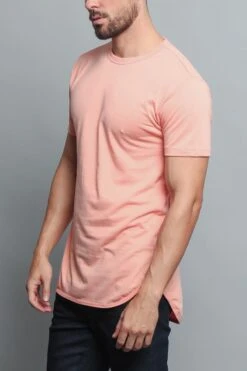 Solid Color Long Length Curved Hem T-Shirt -Victorious TS270 CRL 2