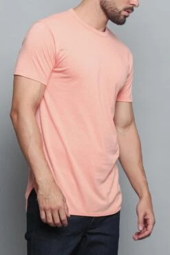 Solid Color Long Length Curved Hem T-Shirt -Victorious TS270 CRL 4