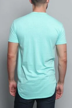 Solid Color Long Length Curved Hem T-Shirt -Victorious TS270 MNT 3