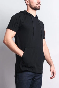 Hooded MA-1 Bomber Flight Style T-Shirt -Victorious TS7019 BLK 4