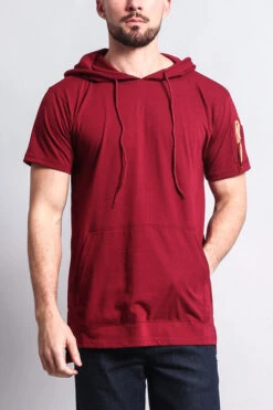 Hooded MA-1 Bomber Flight Style T-Shirt -Victorious TS7019 BRG 1