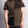 Star Print Block Camo Splatter Hooded T-Shirt -Victorious TS7029 OLV 1