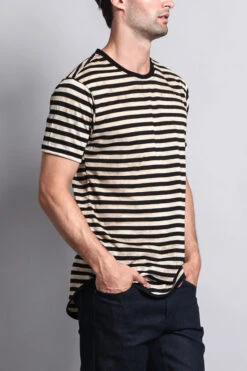 Mineral Wash Stripe T-Shirt -Victorious TS7050 KHK 4