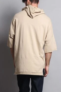 Men's Over Sized Hooded T-Shirt With Extended Hem -Victorious TS7052 KHK 3