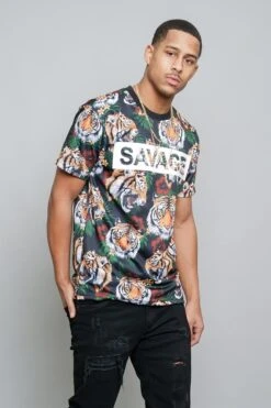 3D Savage Tiger Print T-Shirt -Victorious TS7283 BLK 4