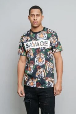3D Savage Tiger Print T-Shirt -Victorious TS7283 BLK 5