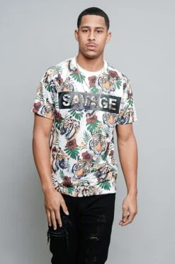 3D Savage Tiger Print T-Shirt -Victorious TS7283 OFF 1