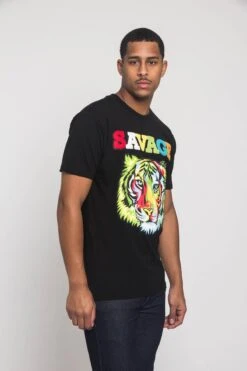 Colorful Chenille Patched Savage Tiger T-Shirt -Victorious TS7317 BLK 4