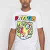 Colorful Chenille Patched Savage Tiger T-Shirt -Victorious TS7317 WHT 1