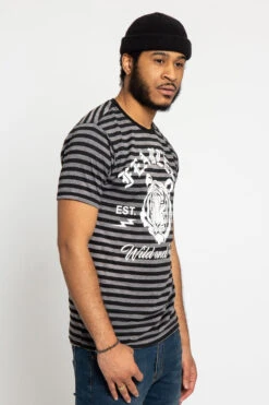Horizontal Striped Fearless Tiger T-Shirt -Victorious TS7369 BLK 4