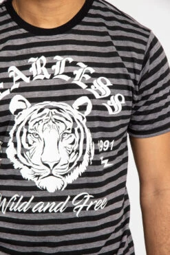 Horizontal Striped Fearless Tiger T-Shirt -Victorious TS7369 BLK 6