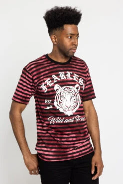 Horizontal Striped Fearless Tiger T-Shirt -Victorious TS7369 BRG 4
