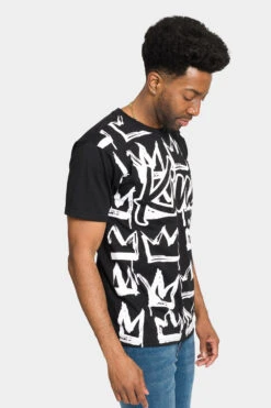 Rhinestone Studded Crowned King T-Shirt -Victorious TS7405 BLK 4