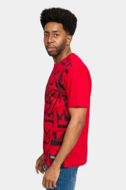 Rhinestone Studded Crowned King T-Shirt -Victorious TS7405 RED 2