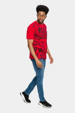 Rhinestone Studded Crowned King T-Shirt -Victorious TS7405 RED 5