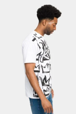 Rhinestone Studded Crowned King T-Shirt -Victorious TS7405 WHT 4