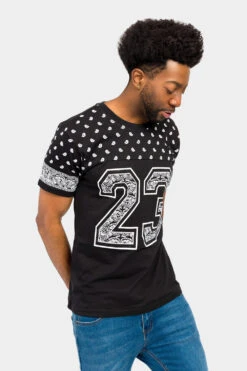 Number 23 Bandana Paisley Print T-Shirt -Victorious TS7411 BLK 4