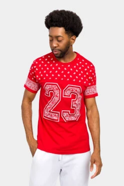 Number 23 Bandana Paisley Print T-Shirt -Victorious TS7411 RED 1