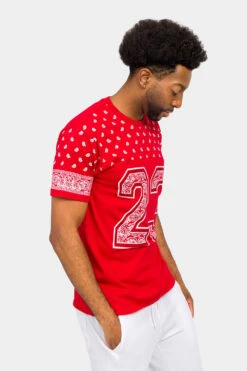 Number 23 Bandana Paisley Print T-Shirt -Victorious TS7411 RED 4
