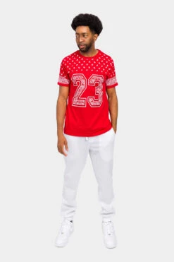 Number 23 Bandana Paisley Print T-Shirt -Victorious TS7411 RED 5