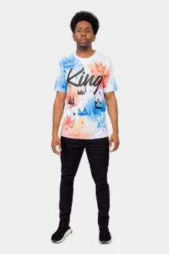 Paint Wash Crowned King T-Shirt -Victorious TS7415 WHT 5