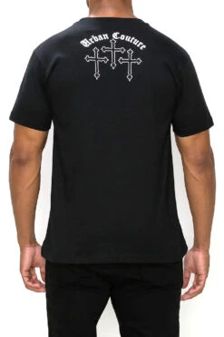 Crystal Embellished Cross Urban Couture T-Shirts 13 Crystal Embellished Cross Urban Couture T-Shirts -Victorious TS7473 BLK 2
