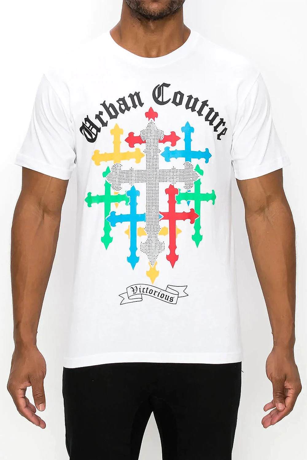 Crystal Embellished Cross Urban Couture T-Shirts 3 Crystal Embellished Cross Urban Couture T-Shirts