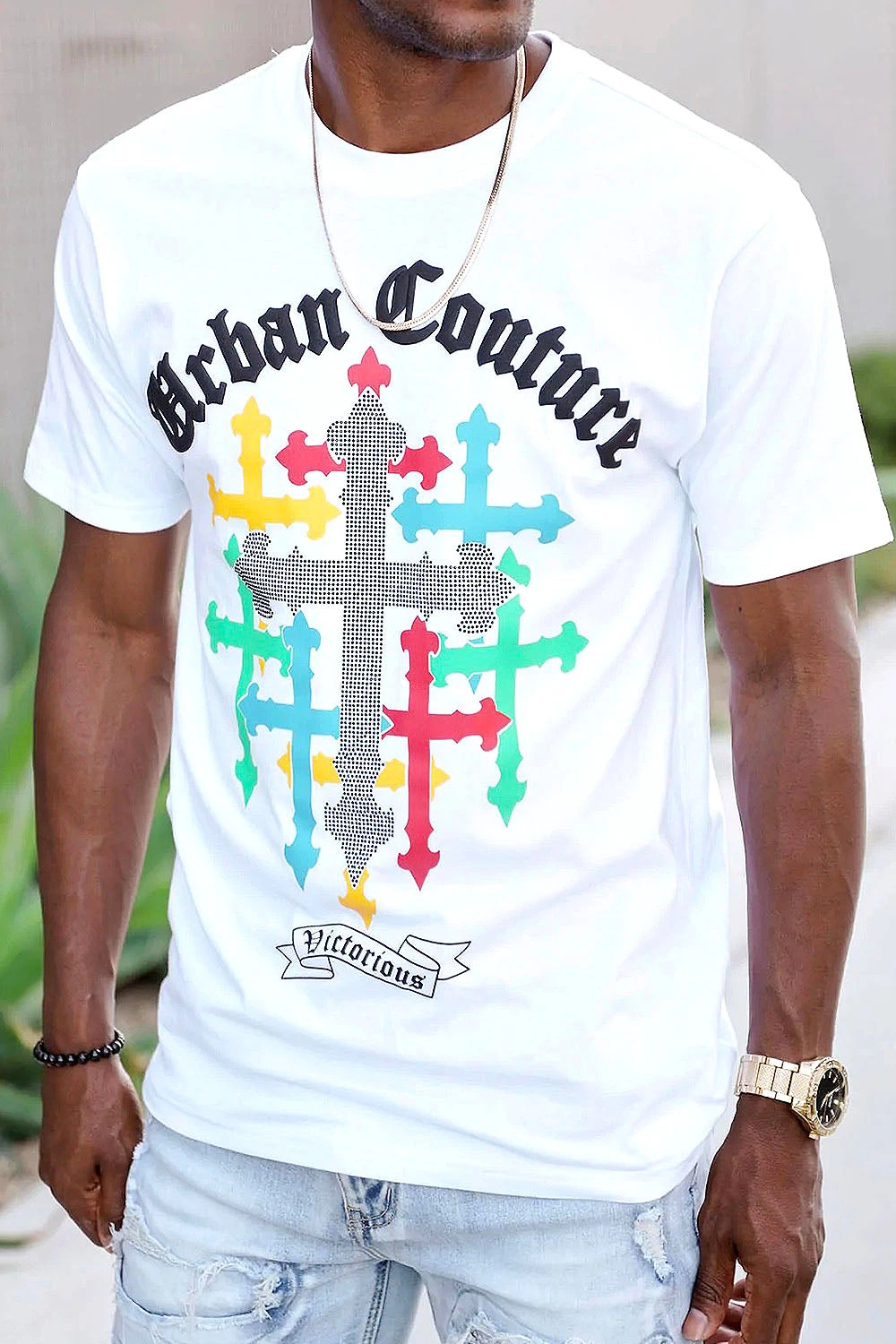 Crystal Embellished Cross Urban Couture T-Shirts 5 Crystal Embellished Cross Urban Couture T-Shirts - Image 3