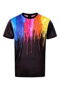Men's Abstract Paint Drip Graphic T-Shirt -Victorious TS7477 BLK 1
